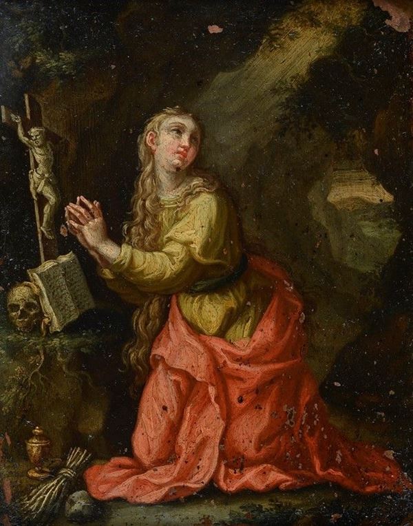 Scuola Italia Centrale, XVI - XVII sec. - Maddalena orante (fronte); Volto di Madonna (retro)