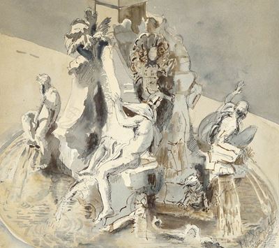 Particolare di Fontana dei Fiumi di Pizza Navona a Roma