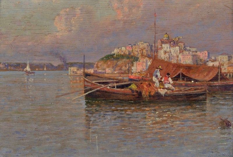 Attilio Pratella - Marina con Pescatori