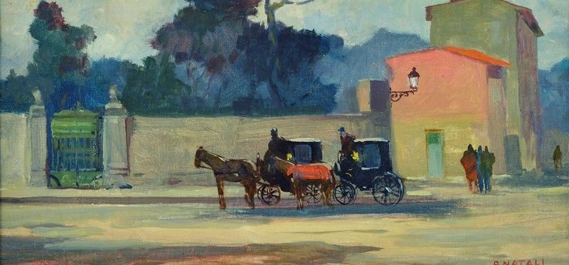 Renato Natali - Paesaggio con Carrozzelle
