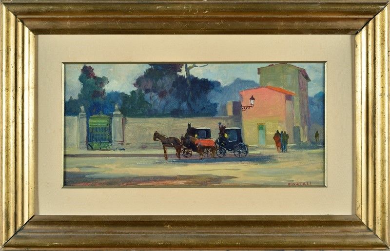 Renato Natali - Paesaggio con Carrozzelle