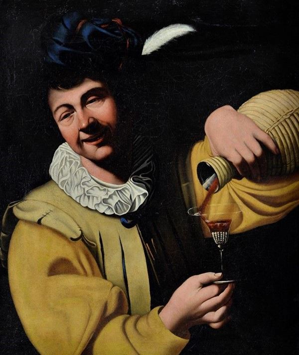 Pittore Caravaggesco Francese, XVII sec. - Uomo che beve