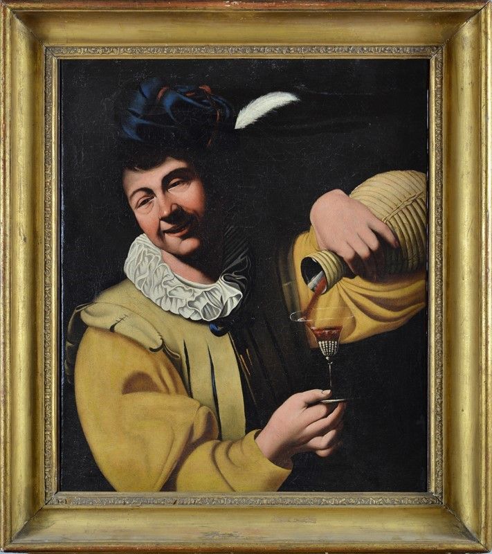 Pittore Caravaggesco Francese, XVII Sec. - Uomo che Beve