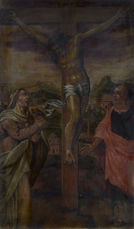 Scuola Italia Centrale, XVI sec. - Christ crucified among the Mourners