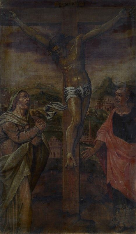 Scuola Italia Centrale, XVI Sec. - Cristo Crocifisso tra i Dolenti