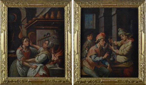 Scuola Italia Settentrionale, XVIII sec. - Scene di carattere popolare