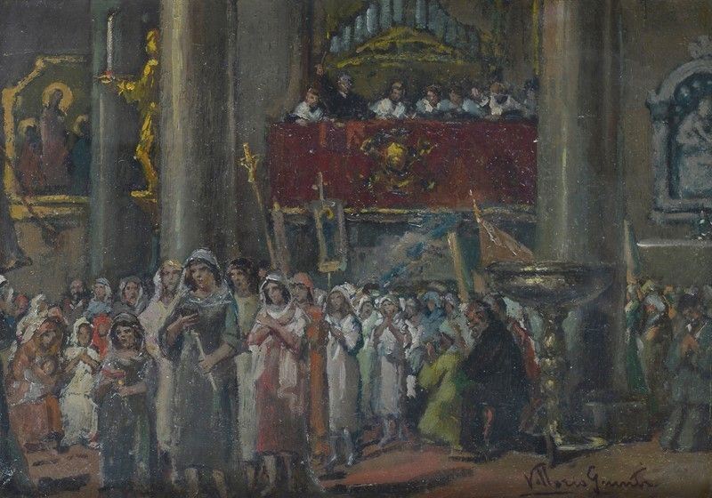Vittorio Giunti - Interno di Chiesa - la Processione