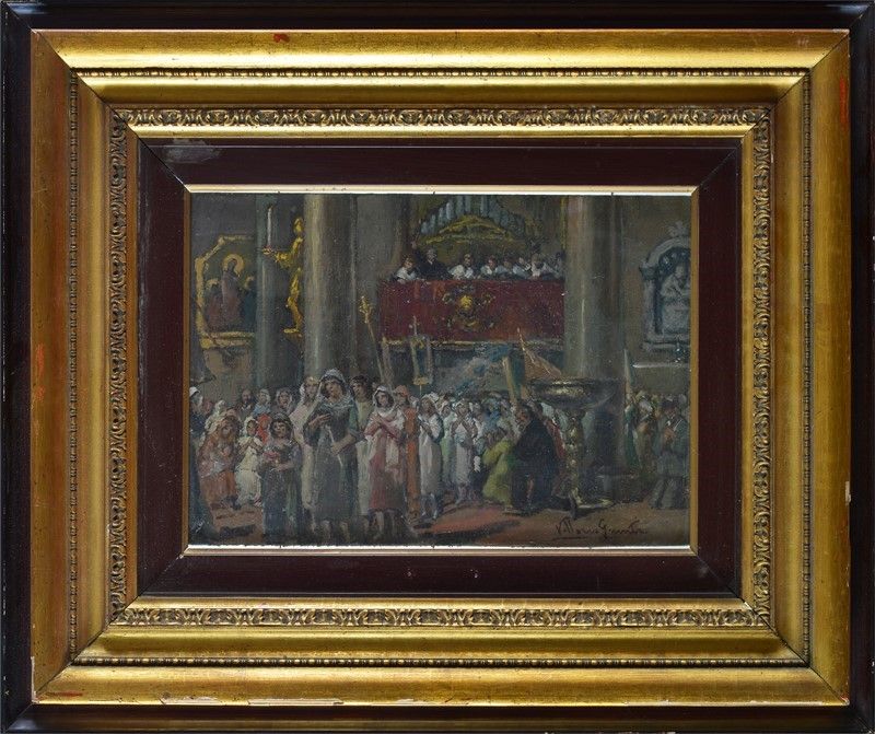 Vittorio Giunti - Interno di Chiesa - la Processione