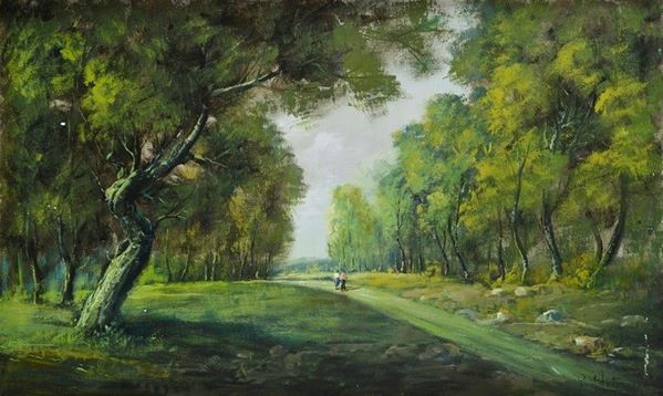 Anonimo, XX sec. - Paesaggio con figure
