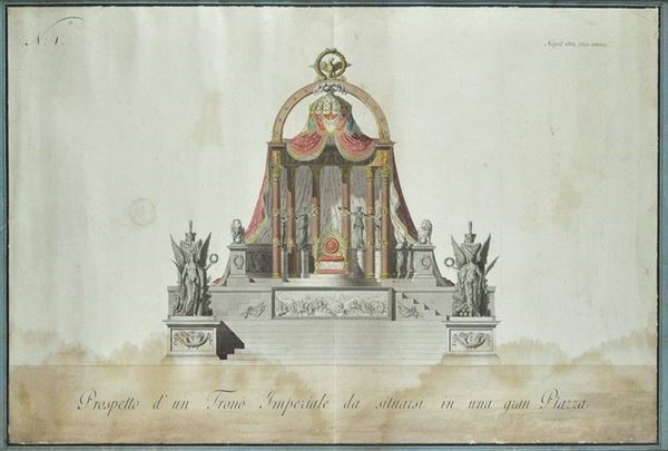 Anonimo, XIX sec. - Prospetto d'un trono imperiale...