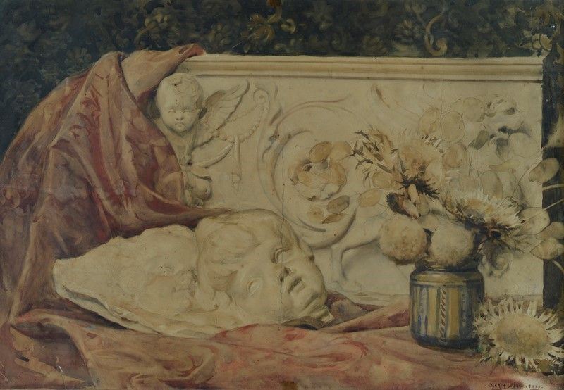 Egeria Bigi - Natura Morta con Bassorilievi e Fiori