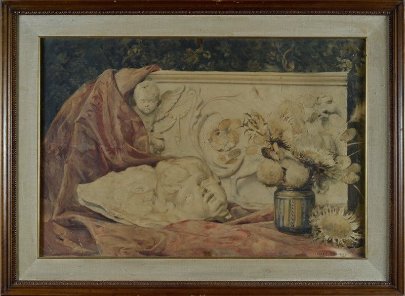 Egeria Bigi - Natura Morta con Bassorilievi e Fiori