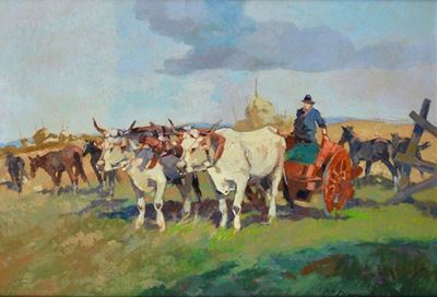 Carro con Buoi nel Paesaggio