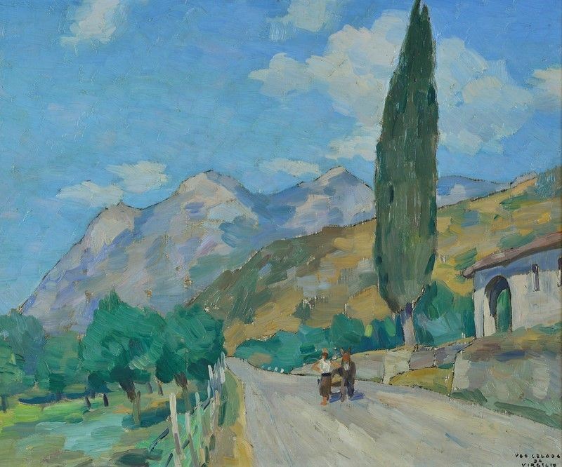 Ugo Celada da Virgilio - Strada di Montagna con Figure