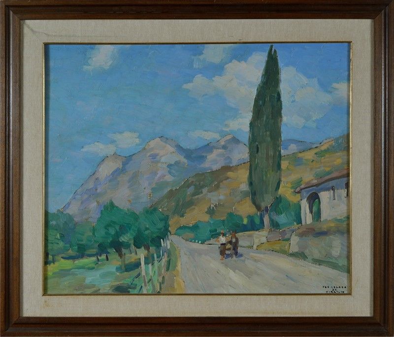 Ugo Celada da Virgilio - Strada di Montagna con Figure
