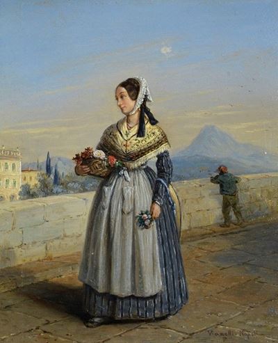 Dama con Cestino di Fiori