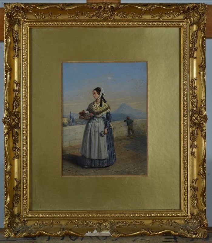 Achille Vianelli - Dama con Cestino di Fiori