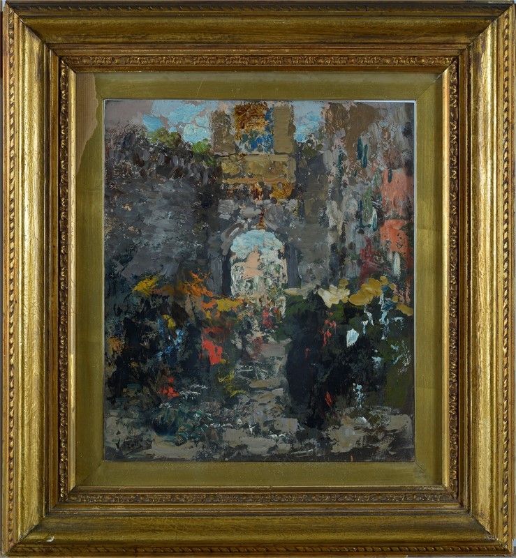 Vincenzo Irolli - Scorcio di Strada con Figure