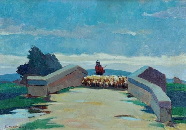 Renato Natali - Shepherdess with flock
