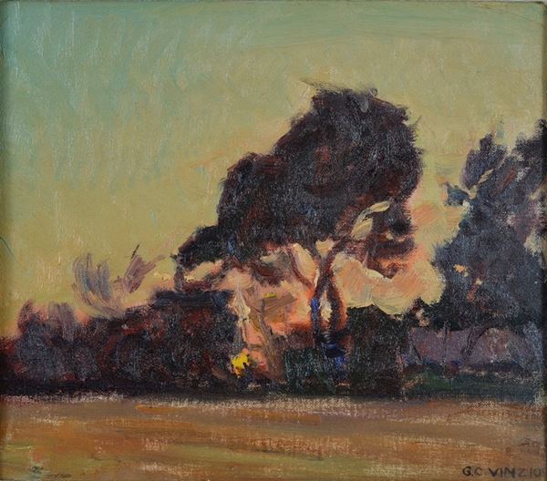 Giulio Cesare Vinzio - Pine forest at sunset