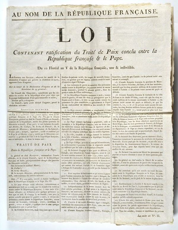 Legge di ratifica della Pace di Tolentino