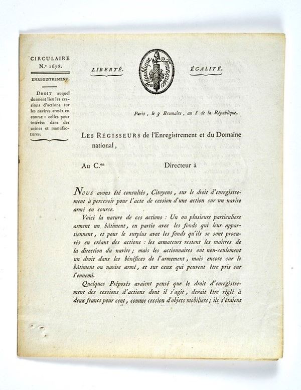 Ministerial circular  - Auction Antique Arms & Militaria - Galleria Pananti Casa d'Aste