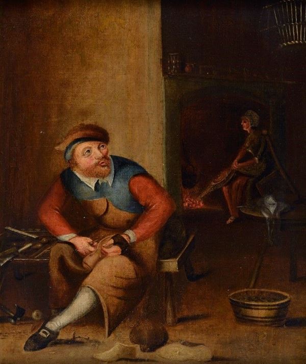 Scuola Olandese, XVII sec. - Il calzolaio
