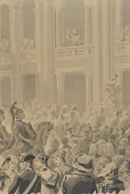Riccardo Pellegrini - Padre Turchi Predica al Popolo dalla Piazza del Laterano