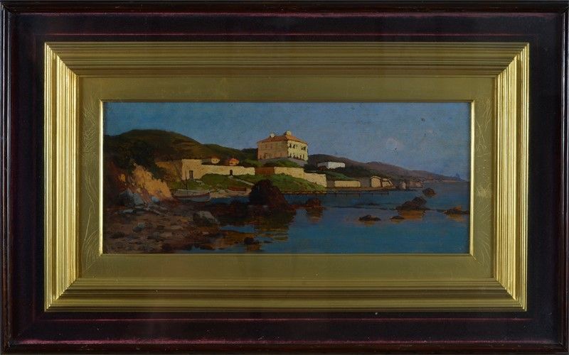 Maestro Toscano Fine XIX Inizio XX Sec. - Litorale Toscano con Caseggiati
