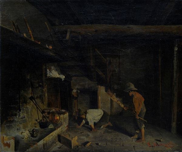 Anonimo, XIX sec. - Interno di cucina