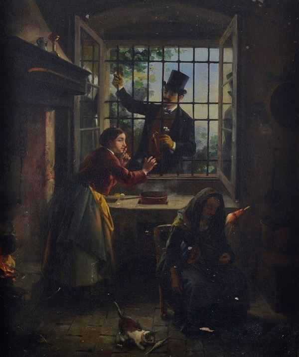 Scuola Tedesca, XIX sec. - Scena galante