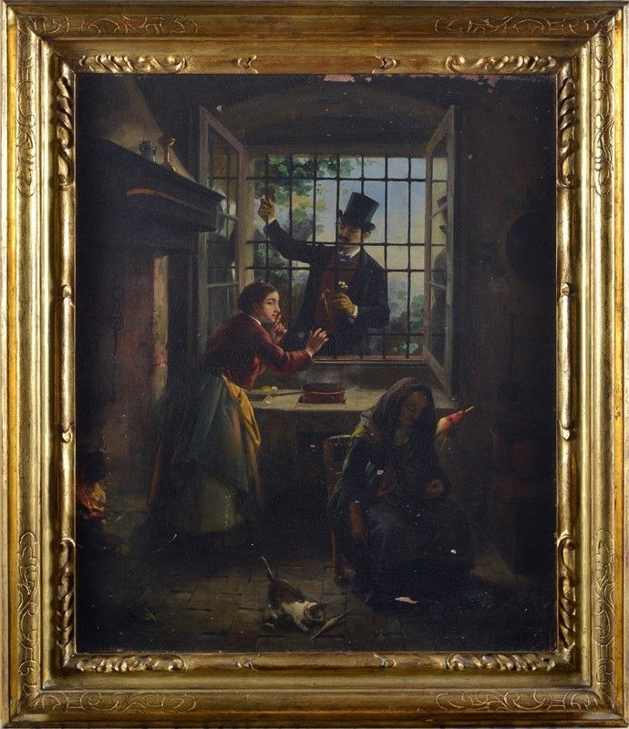 Scuola Tedesca, XIX Sec. - Scena Galante