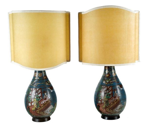 Coppia di vasi cloisonné