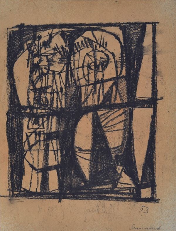 Emilio Scanavino : Without title  (1953)  - Charcoal on paper - Auction Modern and  [..]
