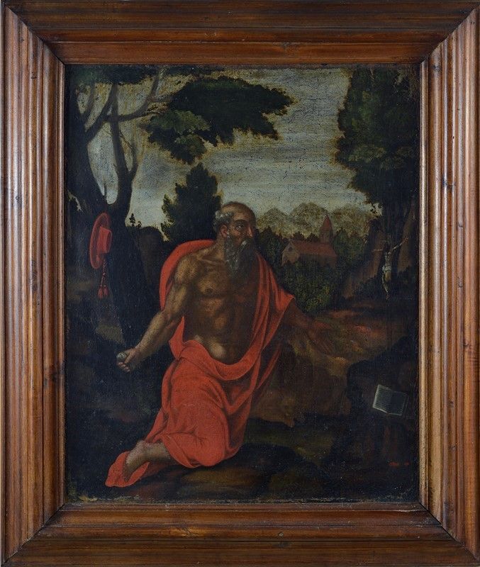 Scuola Fiamminga, XVI Sec. - San Gerolamo Penitente