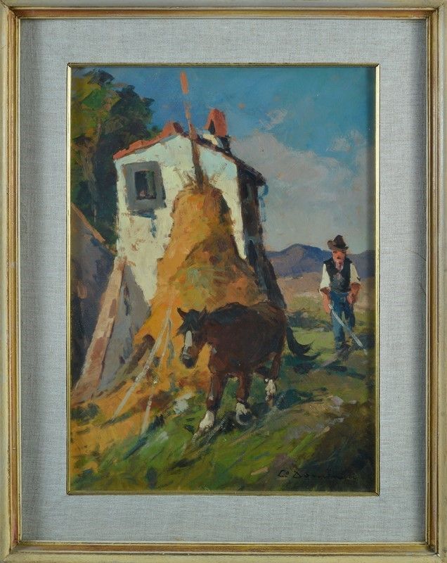 Carlo Domenici - Contadino con Cavallo e Pagliaio