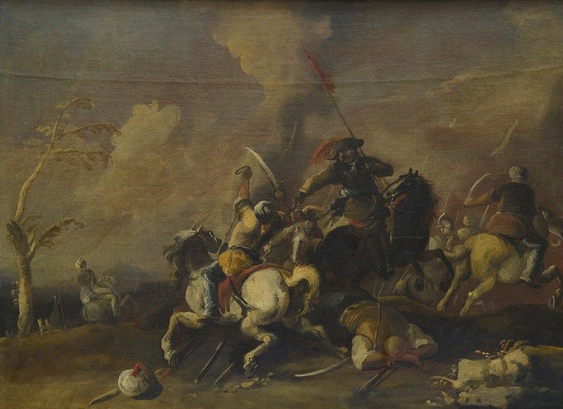 Anonimo, XVII Sec. - Coppia di Battaglie