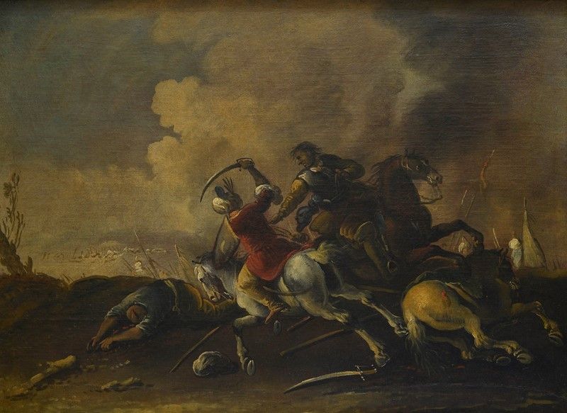 Anonimo, XVII Sec. - Coppia di Battaglie