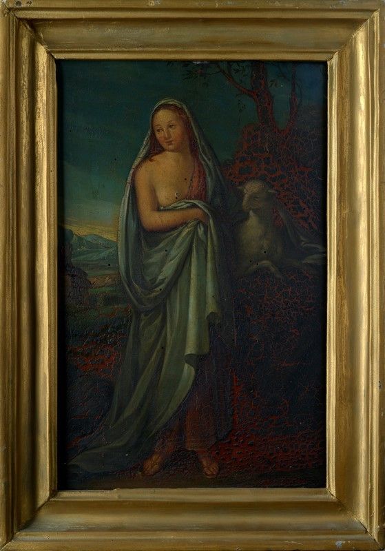 Scuola Italia Centrale, XVI Sec. - Figura Femminile con Agnello