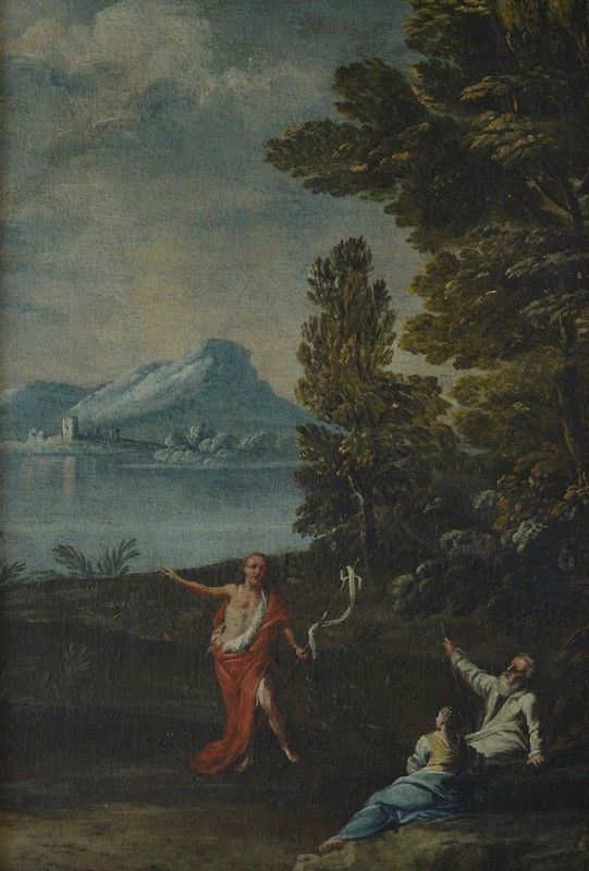 Attr. a Giuseppe Zola - Paesaggio con la predica del Battista