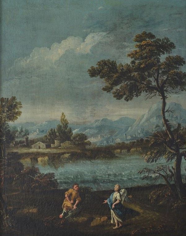 Attr. a Giuseppe Zola - Paesaggio con Tobiolo e l'Angelo