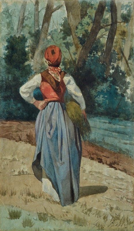 Giovanni Fattori - Erbaiola di spalle