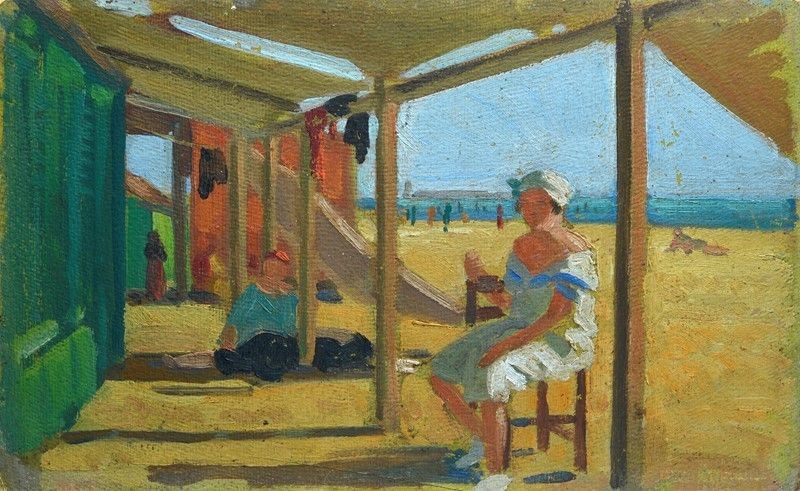 Anonimo, XIX - XX Sec. - Figure sulla Spiaggia