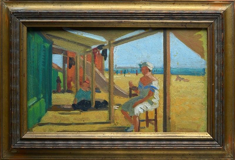 Anonimo, XIX - XX Sec. - Figure sulla Spiaggia
