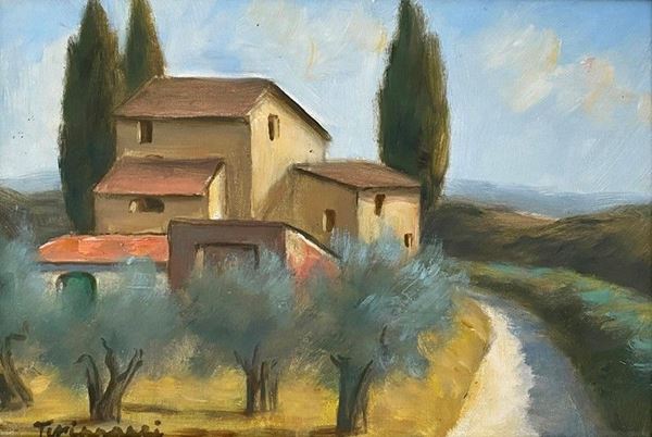 Nino Tirinnanzi : Strada con casolari  - Auction Modern and Contemporary art - III - Galleria Pananti Casa d'Aste