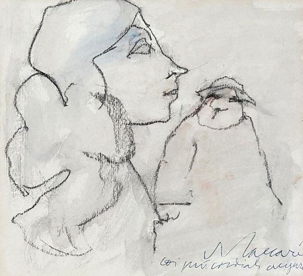 Mino Maccari : Figure  - Tecnica mista su carta - Asta ARTE MODERNA - Galleria Pananti Casa d'Aste