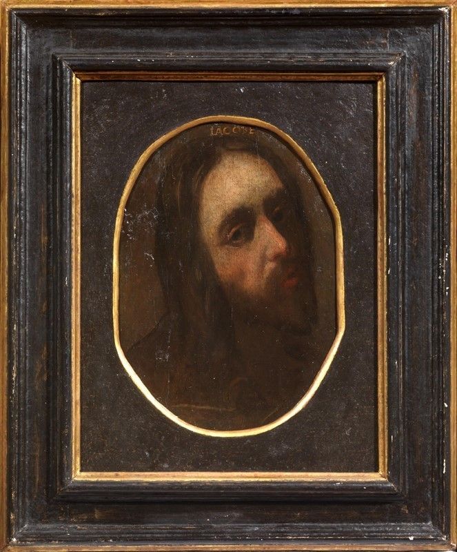 Pittore Caravaggesco Napoletano, XVII Sec. - Volto di Uomo con Barba