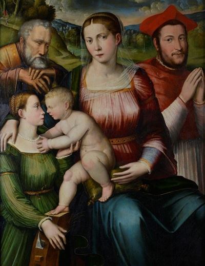 Sacra Famiglia con Santa Caterina e un Cardinale