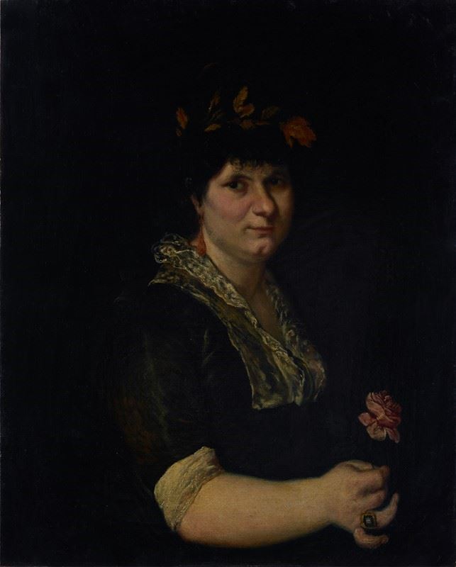 Scuola Spagnola, XVIII Sec. - Ritratto di Signora con Rosa