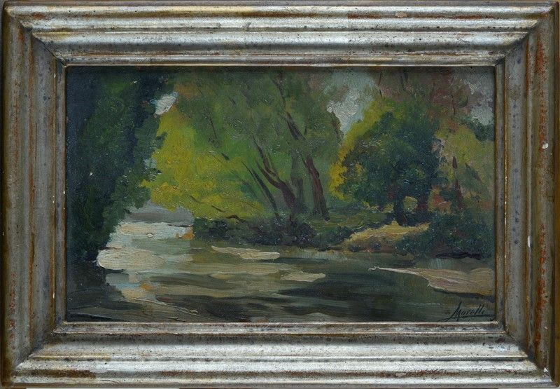 Victor Morelli - Scorcio di Paesaggio con Fiume